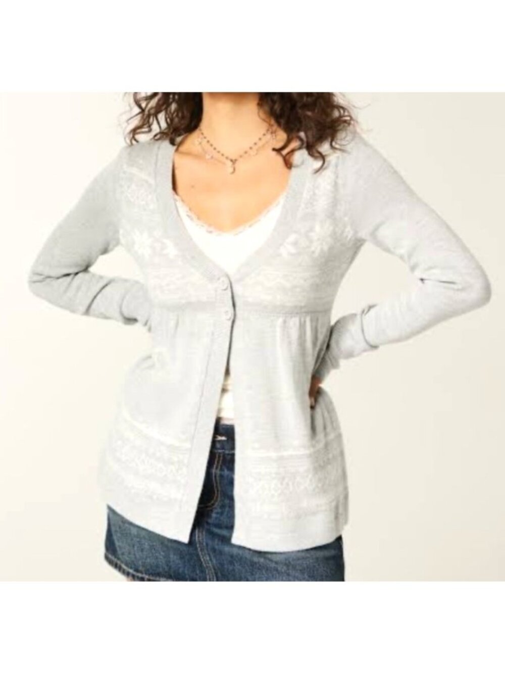 Hollister Women's Sz XS Flyaway Babydoll Cardigan Button Front Long Sleeve